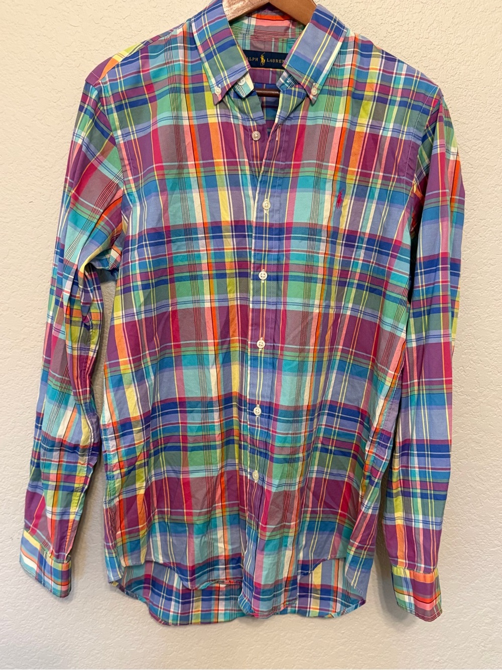 Polo Ralph Lauren Bright Multicolor Plaid Long Sleeve Button Down Shirt Medium